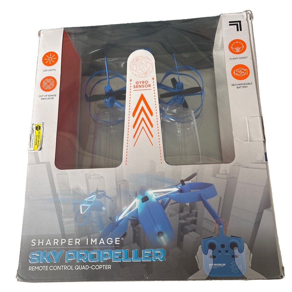 Sharper Image Sky Propeller RC Quadcopter w/ LED Lights, Blue